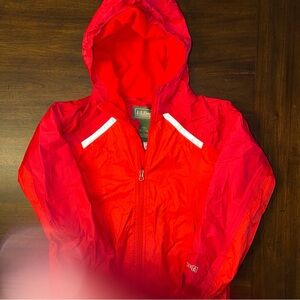 Kids L.L.Bean Red/Orange  Hood Softshell Wind Jacket  Sz S 8 Water Resistant